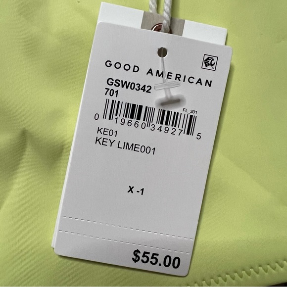 Good American Scuba Hot Shoulder Swim Top 1 Small Women’s Key Lime Green NWT - Picture 4 of 5